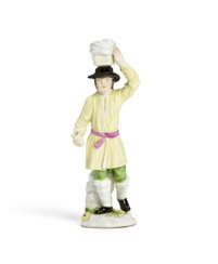 A MEISSEN PORCELAIN FIGURE OF A MILK SELLER FROM THE 'RUSSIAN PEASANTS' OR 'ST. PETERBURG CRIERS' SERIES