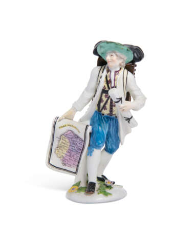 A MEISSEN PORCELAIN FIGURE OF A MAP SELLER FROM THE EARLY 'CRIS DE PARIS' SERIES - фото 1