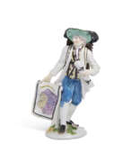 Statuettes. A MEISSEN PORCELAIN FIGURE OF A MAP SELLER FROM THE EARLY 'CRIS DE PARIS' SERIES