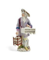 A MEISSEN PORCELAIN FIGURE OF A BIRD-SELLER FROM THE 'CRYES OF LONDON' SERIES