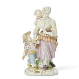 A MEISSEN PORCELAIN FIGURE GROUP OF A BEGGAR WOMAN WITH TWO CHILDREN FROM THE 'CRYES OF LONDON' SERIES - photo 1