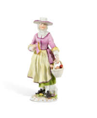 A MEISSEN PORCELAIN FIGURE OF A STREET VENDOR FROM THE 'CRYES OF LONDON' SERIES