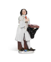 A MEISSEN PORCELAIN FIGURE OF A TRINKET-SELLER FROM THE EARLY 'CRIS DE PARIS' SERIES