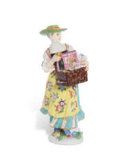 A MEISSEN PORCELAIN FIGURE OF THE TYROLEAN TRINKET-SELLER