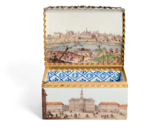 A GOLD, SILVER AND DIAMOND-MOUNTED MEISSEN PORCELAIN ROYAL TOPOGRAPHICAL RECTANGULAR SNUFF-BOX AND COVER - фото 6