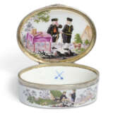 A MEISSEN PORCELAIN SILVER-MOUNTED OVAL SNUFF-BOX AND COVER - фото 3