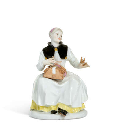 A MEISSEN PORCELAIN FIGURE OF A LACEMAKER KNOWN AS BARBARA UTTMAN AND A FIGURE OF A DUTCH PEASANT - фото 1