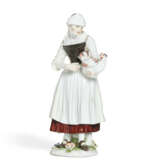 A MEISSEN PORCELAIN FIGURE OF A PEASANT WOMAN WITH A HEN - photo 2