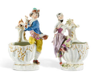 TWO MEISSEN PORCELAIN SWEETMEAT FIGURES EMBLEMATIC OF THE SEASONS