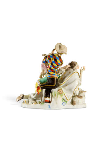 A MEISSEN PORCELAIN COMMEDIA DELL'ARTE GROUP OF 'THE IMPETUOUS LOVER' - Foto 2