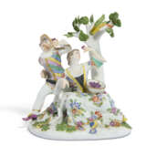 A MEISSEN PORCELAIN GROUP OF HARLEQUIN AND A LADY WITH A PARROT - Foto 1