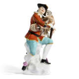 A MEISSEN PORCELAIN FIGURE OF HARLEQUIN AND A GOAT PLAYING THE BAGPIPES - фото 1