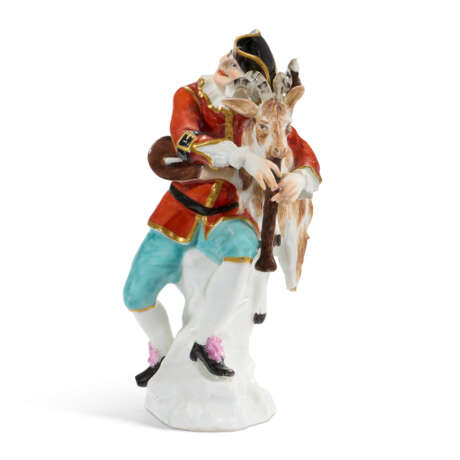 A MEISSEN PORCELAIN FIGURE OF HARLEQUIN AND A GOAT PLAYING THE BAGPIPES - фото 2