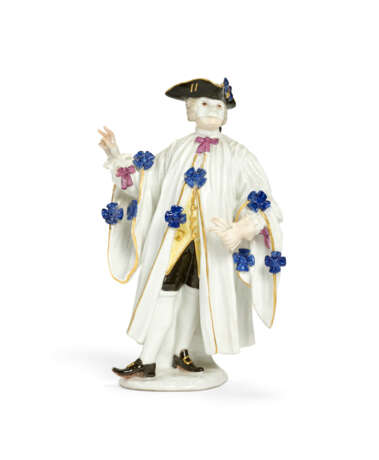 A MEISSEN PORCELAIN FIGURE OF A MASQUERADER, TRADITIONALLY KNOWN AS AVVOCATO OR THE LAWYER FROM THE COMMEDIA DELL'ARTE SERIES - photo 1