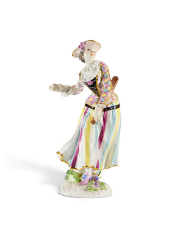 A MEISSEN PORCELAIN FIGURE OF THE DANCING HARLEQUINE FROM THE 'DUKE OF WEISSENFELS' SERIES - Foto 3