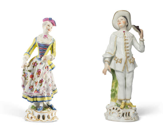 A PAIR OF MEISSEN PORCELAIN FIGURES OF PIERROT AND COLUMBINE - Foto 1