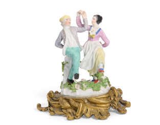 AN ORMOLU-MOUNTED MEISSEN PORCELAIN GROUP OF A DANCING COUPLE