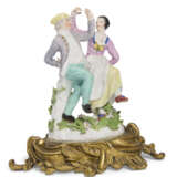 AN ORMOLU-MOUNTED MEISSEN PORCELAIN GROUP OF A DANCING COUPLE - photo 3