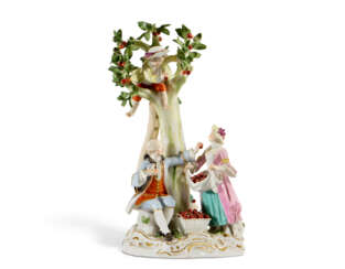 TWO MEISSEN PORCELAIN GROUPS OF 'THE CHERRY PICKERS' AND 'THE EGG THIEF'