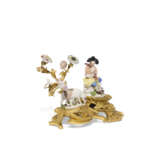 AN ORMOLU-MOUNTED MEISSEN PORCELAIN FIGURE OF A SHEPHERD AND A MODEL OF A SHEEP - фото 4