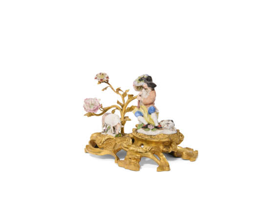 AN ORMOLU-MOUNTED MEISSEN PORCELAIN FIGURE OF A SHEPHERD AND A MODEL OF A SHEEP - photo 5