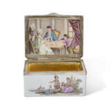 A MEISSEN PORCELAIN SILVER-MOUNTED RECTANGULAR SNUFF-BOX AND COVER - фото 1