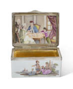 Boîtes à priser. A MEISSEN PORCELAIN SILVER-MOUNTED RECTANGULAR SNUFF-BOX AND COVER