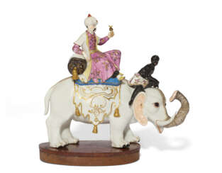 AN ORMOLU-MOUNTED MEISSEN PORCELAIN GROUP OF A SULTAN RIDING AN ELEPHANT