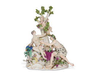 A MEISSEN PORCELAIN GROUP OF BACCHUS AND ARIANDE