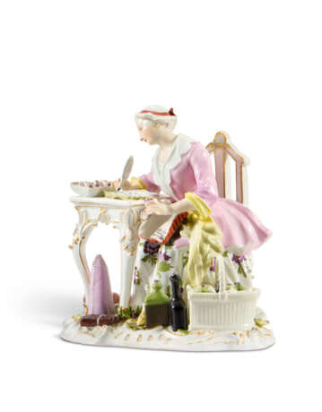 A MEISSEN PORCELAIN FIGURE OF THE GOOD HOUSEWIFE - photo 2