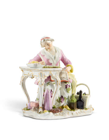 A MEISSEN PORCELAIN FIGURE OF THE GOOD HOUSEWIFE - Foto 3