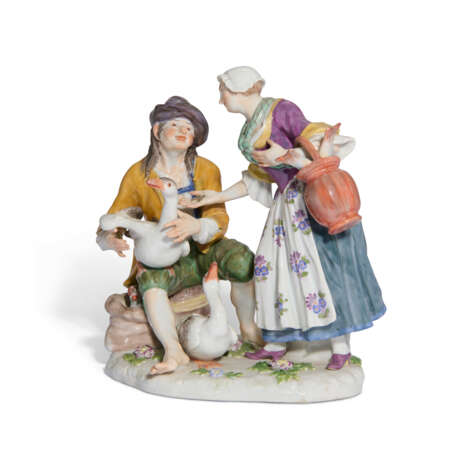 A MEISSEN PORCELAIN GROUP OF A GOOSE GIRL AND BOY - Foto 3