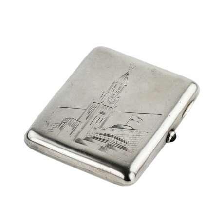 Soviet silver cigarette case overlooking Red Square. Kyiv. 1930-58 Gilding Mid-20th century - photo 1