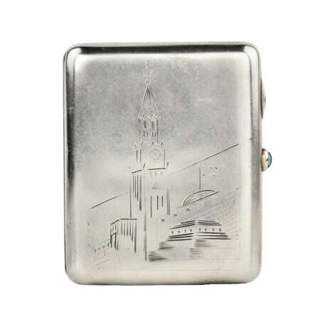 Soviet silver cigarette case overlooking Red Square. Kyiv. 1930-58 Gilding Mid-20th century - photo 2