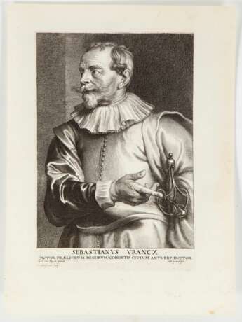 Офорт Портрет художника Sebastian Vranckx1800гг. Anthonis van Dyck Engraving Baroque 19th century г. - фото 1