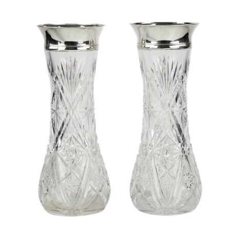 Paire de vases en cristal et garniture argent&eacute;e. Russie. Riga. 1908 -1920. Kristall 20th century - Foto 1