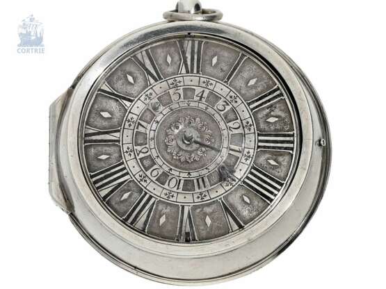 Taschenuhr: Rarität, eine der frühesten, bekannten einzeigrigen Taschenuhren von Daniel Quare mit ungewöhnlicher Alarmfunktion, London um 1693 - photo 1