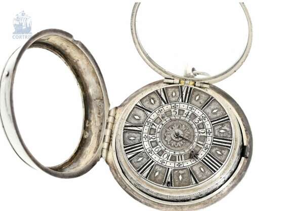 Taschenuhr: Rarität, eine der frühesten, bekannten einzeigrigen Taschenuhren von Daniel Quare mit ungewöhnlicher Alarmfunktion, London um 1693 - photo 8