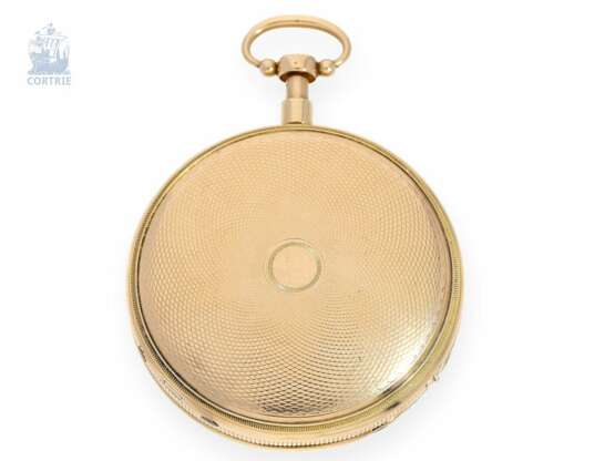 Taschenuhr: exquisite Gold/Emaille-Taschenuhr mit Repetition und Musikspielwerk, vermutlich Piguet & Meylan, Genf um 1820 - photo 3