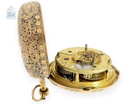 Taschenuhr: bedeutende, feine Doppelgehäuse-Spindeltaschenuhr mit Viertelstundenselbstschlag "Grande Sonnerie" , Daniel de St. Leu, Watchmaker to Her Majesty, London 1794 - photo 5