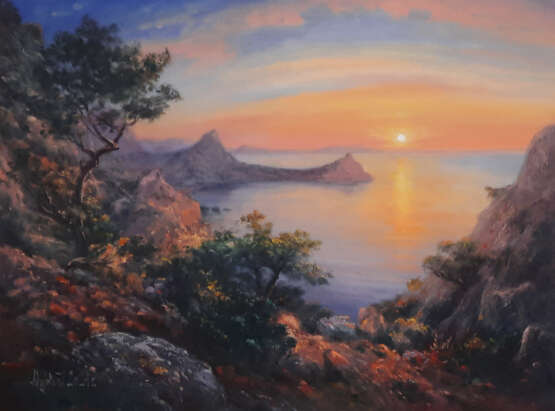 "Парадиз рассвет" Canvas on the subframe Oil painting Crimean landscape Крым 2023 - photo 1