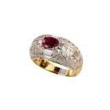 Gold ring with ruby and diamonds. Ruby 21th century - photo 2