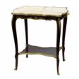 Serving table mahogany, gilded bronze with a marble top of the turn of the 19th and 20th centuries. - One click purchase