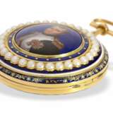 Taschenuhr: einzigartige und sehr kostbare Gold/Emaille-Spindeluhr mit Napoleon-Portrait, vermutlich Präsentuhr Napoleons um 1800/1810 - Foto 2