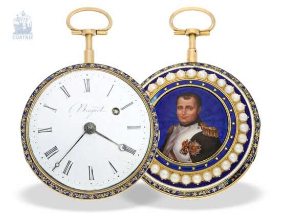 Taschenuhr: einzigartige und sehr kostbare Gold/Emaille-Spindeluhr mit Napoleon-Portrait, vermutlich Präsentuhr Napoleons um 1800/1810 - фото 4