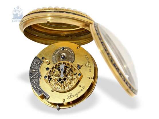 Taschenuhr: einzigartige und sehr kostbare Gold/Emaille-Spindeluhr mit Napoleon-Portrait, vermutlich Präsentuhr Napoleons um 1800/1810 - Foto 5