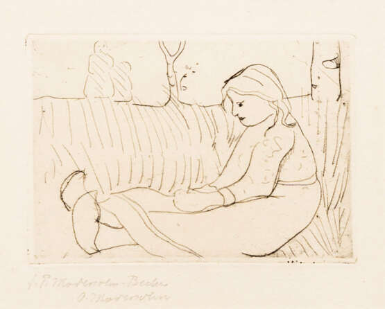 Paula Modersohn-Becker (Dresden 1876 - Worpswede 1907). Sitzendes Kind. - Foto 1