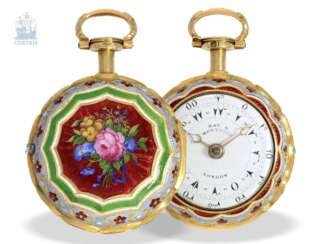 Taschenuhr: extrem seltene und museale Gold/Emaille-Damentaschenuhr für den osmanischen Markt, Ray & Montague London, um 1818