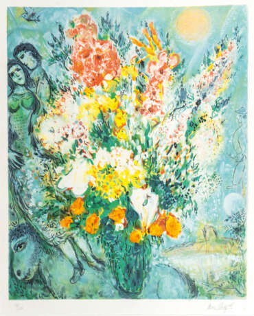 Marc Chagall (Witebsk 1887 - St.-Paul-de-Vence 1985). Bouquet illuminant le ciel. - photo 1