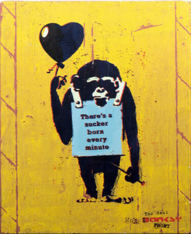 Not Banksy tätig Anfang 21. Jh. True Love Fake Art Suckers - Yellow. - photo 1